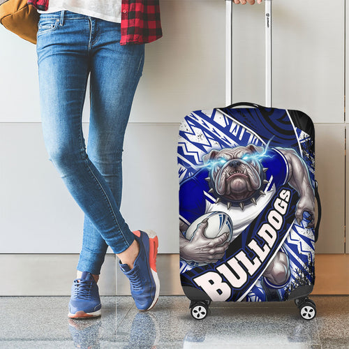 Bulldogs Rugby Luggage Cover Tribal Polynesian Power Art - Lightning Mascot