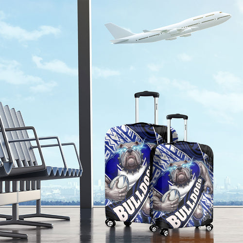 Bulldogs Rugby Luggage Cover Tribal Polynesian Power Art - Lightning Mascot