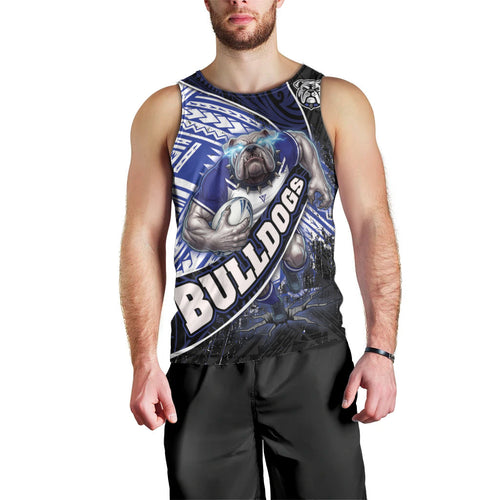 Bulldogs Rugby Men Tank Top Tribal Polynesian Power Art - Lightning Mascot