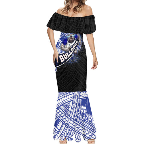 Bulldogs Rugby Mermaid Dress Tribal Polynesian Power Art - Lightning Mascot