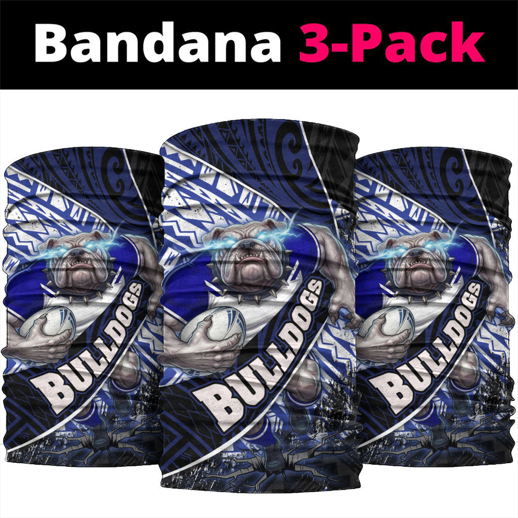 Bulldogs Rugby Neck Gaiter Tribal Polynesian Power Art - Lightning Mascot