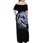 Bulldogs Rugby Off Shoulder Maxi Dress Tribal Polynesian Power Art - Lightning Mascot