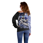 Bulldogs Rugby Off Shoulder Sweater Tribal Polynesian Power Art - Lightning Mascot