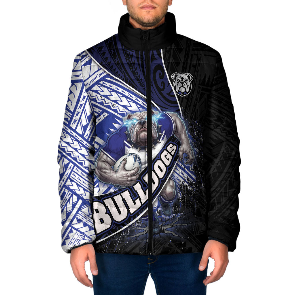 Bulldogs Rugby Padded Jacket Tribal Polynesian Power Art - Lightning Mascot