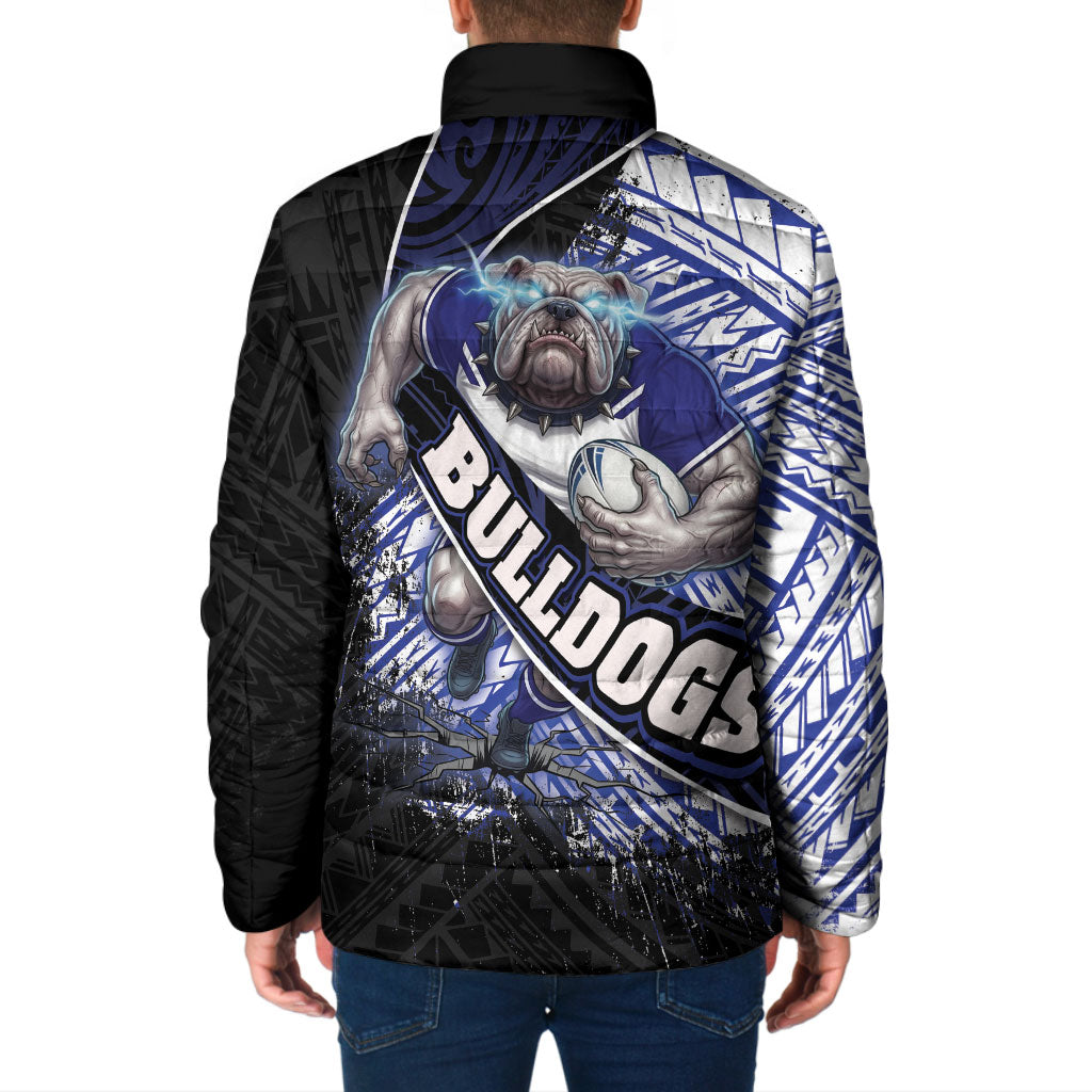 Bulldogs Rugby Padded Jacket Tribal Polynesian Power Art - Lightning Mascot