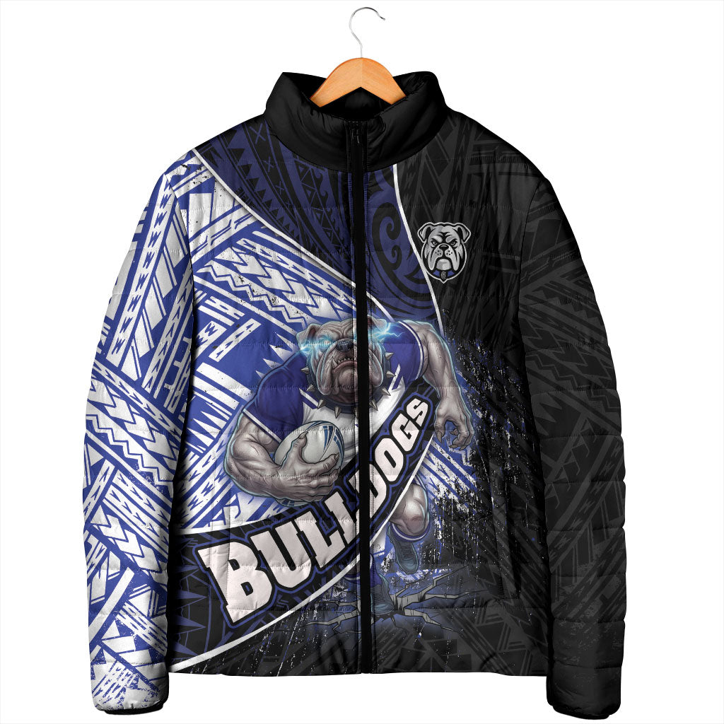 Bulldogs Rugby Padded Jacket Tribal Polynesian Power Art - Lightning Mascot