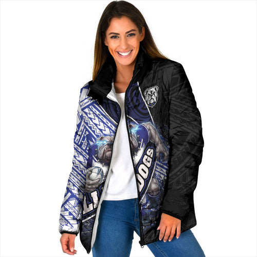 Bulldogs Rugby Padded Jacket Tribal Polynesian Power Art - Lightning Mascot