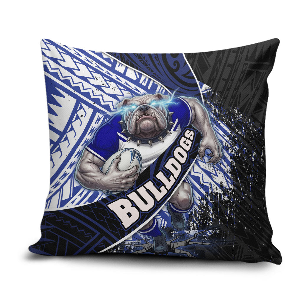 Bulldogs Rugby Pillow Cover Tribal Polynesian Power Art - Lightning Mascot
