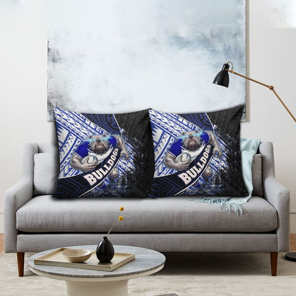 Bulldogs Rugby Pillow Cover Tribal Polynesian Power Art - Lightning Mascot