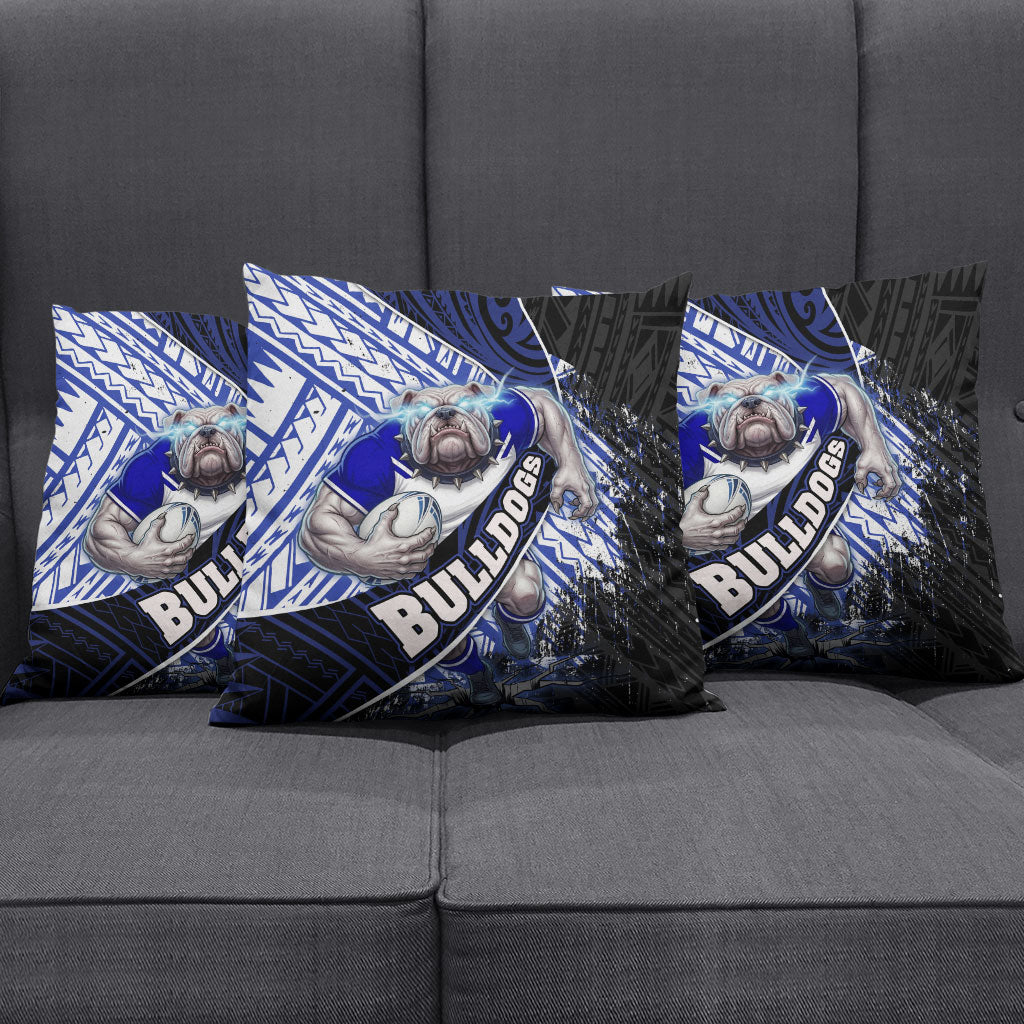 Bulldogs Rugby Pillow Cover Tribal Polynesian Power Art - Lightning Mascot