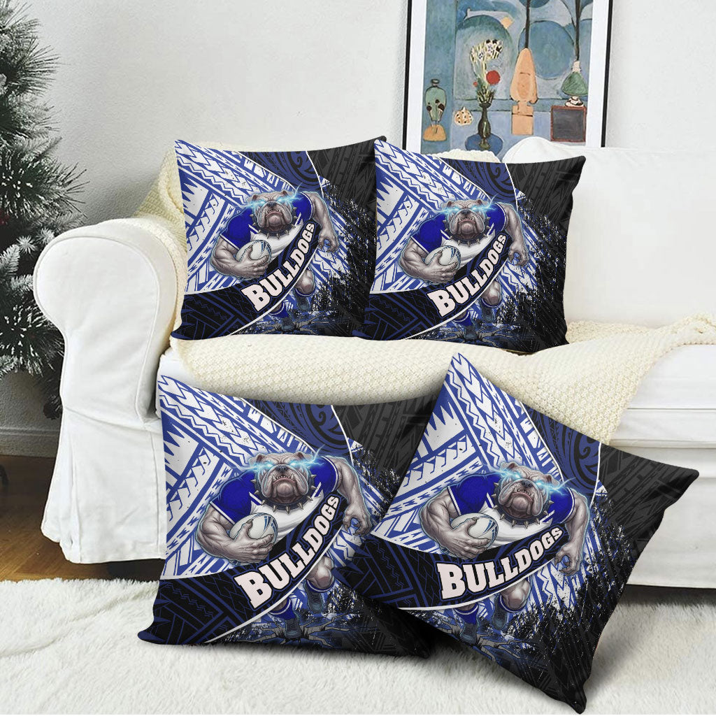 Bulldogs Rugby Pillow Cover Tribal Polynesian Power Art - Lightning Mascot