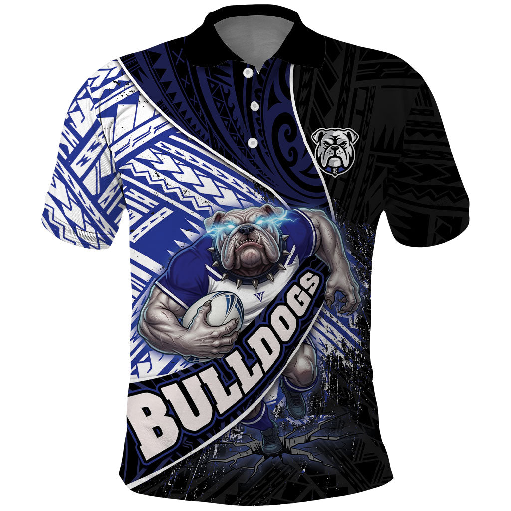 Bulldogs Rugby Polo Shirt Tribal Polynesian Power Art - Lightning Mascot