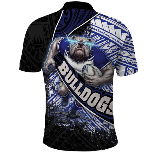 Bulldogs Rugby Polo Shirt Tribal Polynesian Power Art - Lightning Mascot
