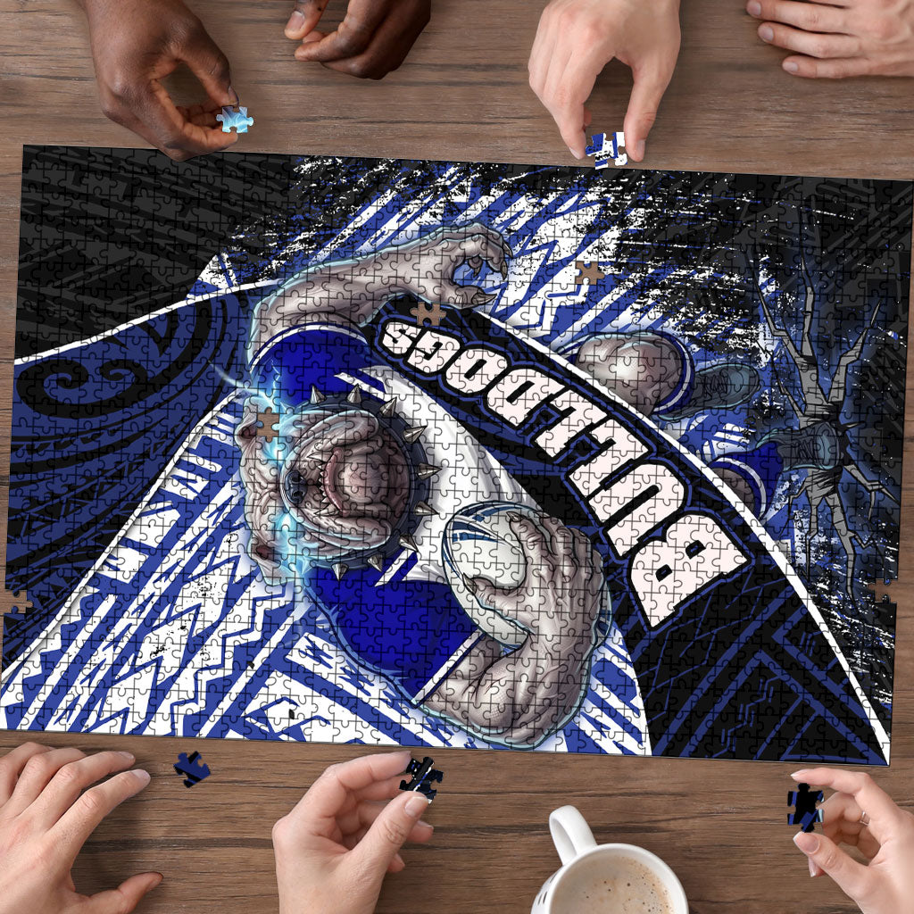 Bulldogs Rugby Puzzle Tribal Polynesian Power Art - Lightning Mascot