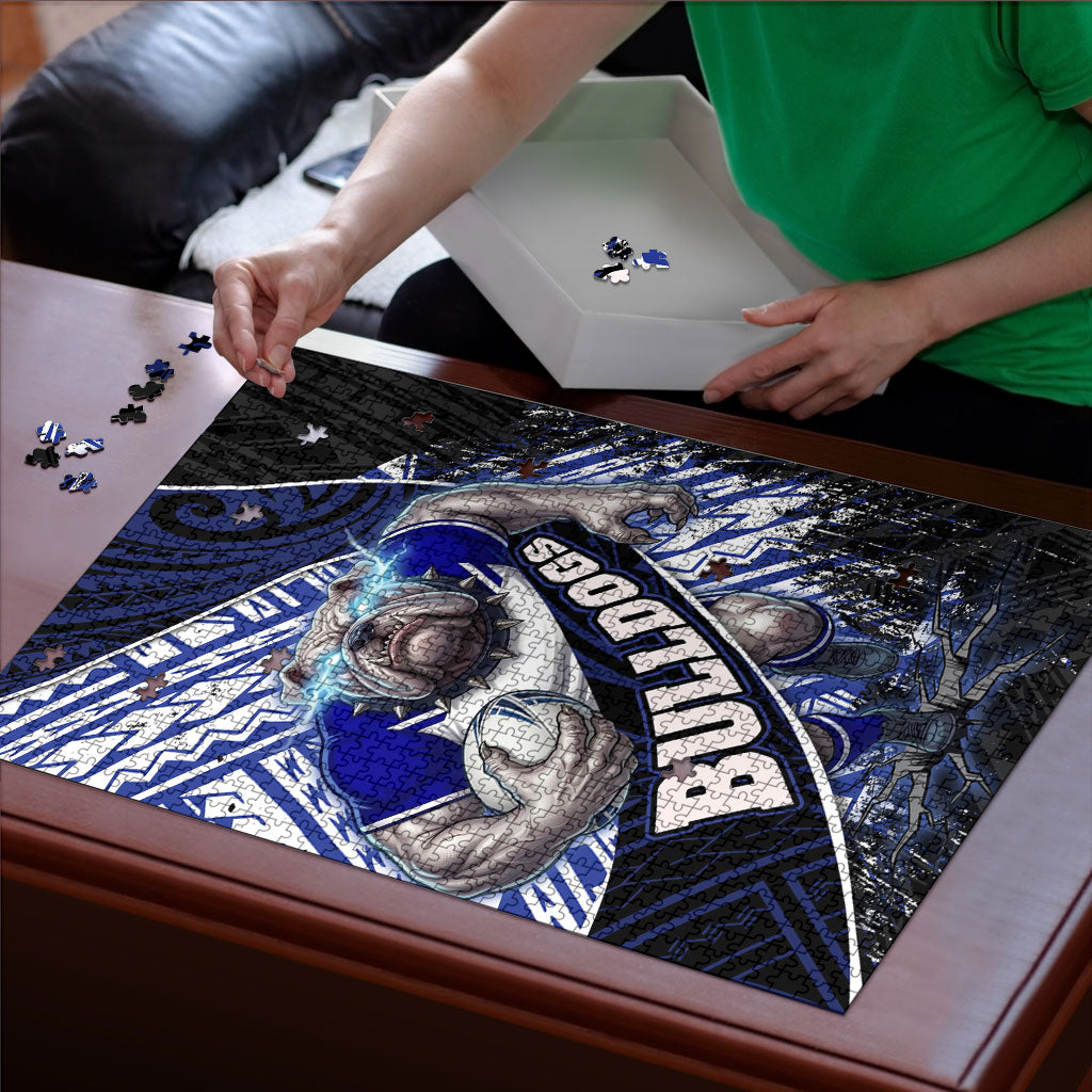 Bulldogs Rugby Puzzle Tribal Polynesian Power Art - Lightning Mascot