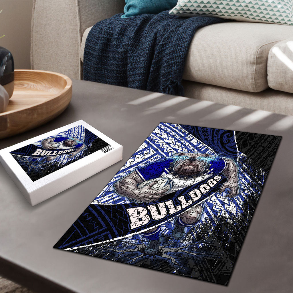 Bulldogs Rugby Puzzle Tribal Polynesian Power Art - Lightning Mascot