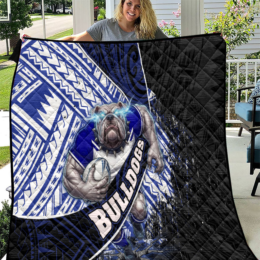 Bulldogs Rugby Quilt Tribal Polynesian Power Art - Lightning Mascot