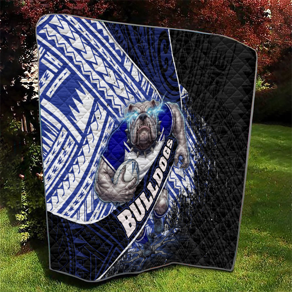 Bulldogs Rugby Quilt Tribal Polynesian Power Art - Lightning Mascot