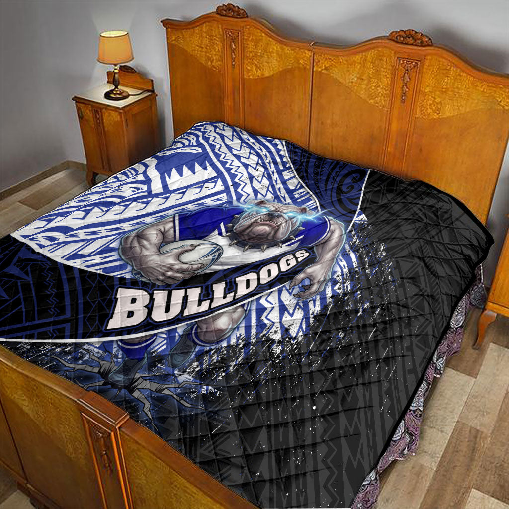 Bulldogs Rugby Quilt Tribal Polynesian Power Art - Lightning Mascot