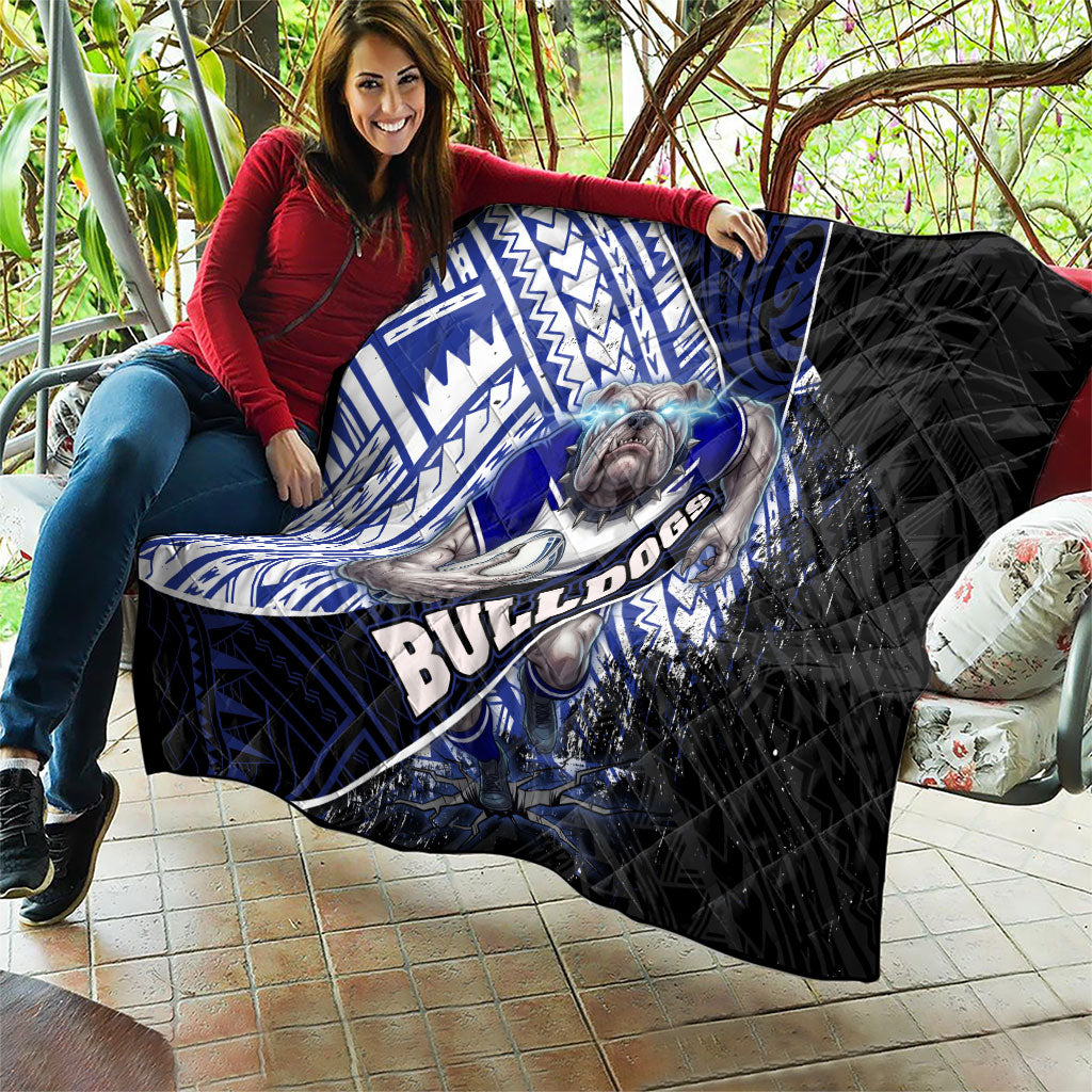 Bulldogs Rugby Quilt Tribal Polynesian Power Art - Lightning Mascot