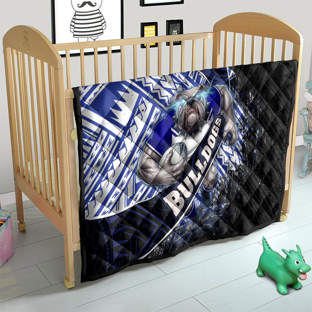 Bulldogs Rugby Quilt Tribal Polynesian Power Art - Lightning Mascot