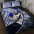 Bulldogs Rugby Quilt Bed Set Tribal Polynesian Power Art - Lightning Mascot