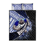Bulldogs Rugby Quilt Bed Set Tribal Polynesian Power Art - Lightning Mascot