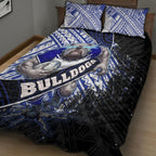 Bulldogs Rugby Quilt Bed Set Tribal Polynesian Power Art - Lightning Mascot