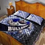 Bulldogs Rugby Quilt Bed Set Tribal Polynesian Power Art - Lightning Mascot