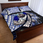 Bulldogs Rugby Quilt Bed Set Tribal Polynesian Power Art - Lightning Mascot