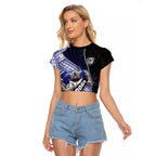 Bulldogs Rugby Raglan Cropped T Shirt Tribal Polynesian Power Art - Lightning Mascot