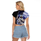 Bulldogs Rugby Raglan Cropped T Shirt Tribal Polynesian Power Art - Lightning Mascot