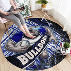 Bulldogs Rugby Round Carpet Tribal Polynesian Power Art - Lightning Mascot