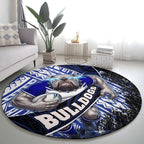 Bulldogs Rugby Round Carpet Tribal Polynesian Power Art - Lightning Mascot