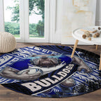 Bulldogs Rugby Round Carpet Tribal Polynesian Power Art - Lightning Mascot