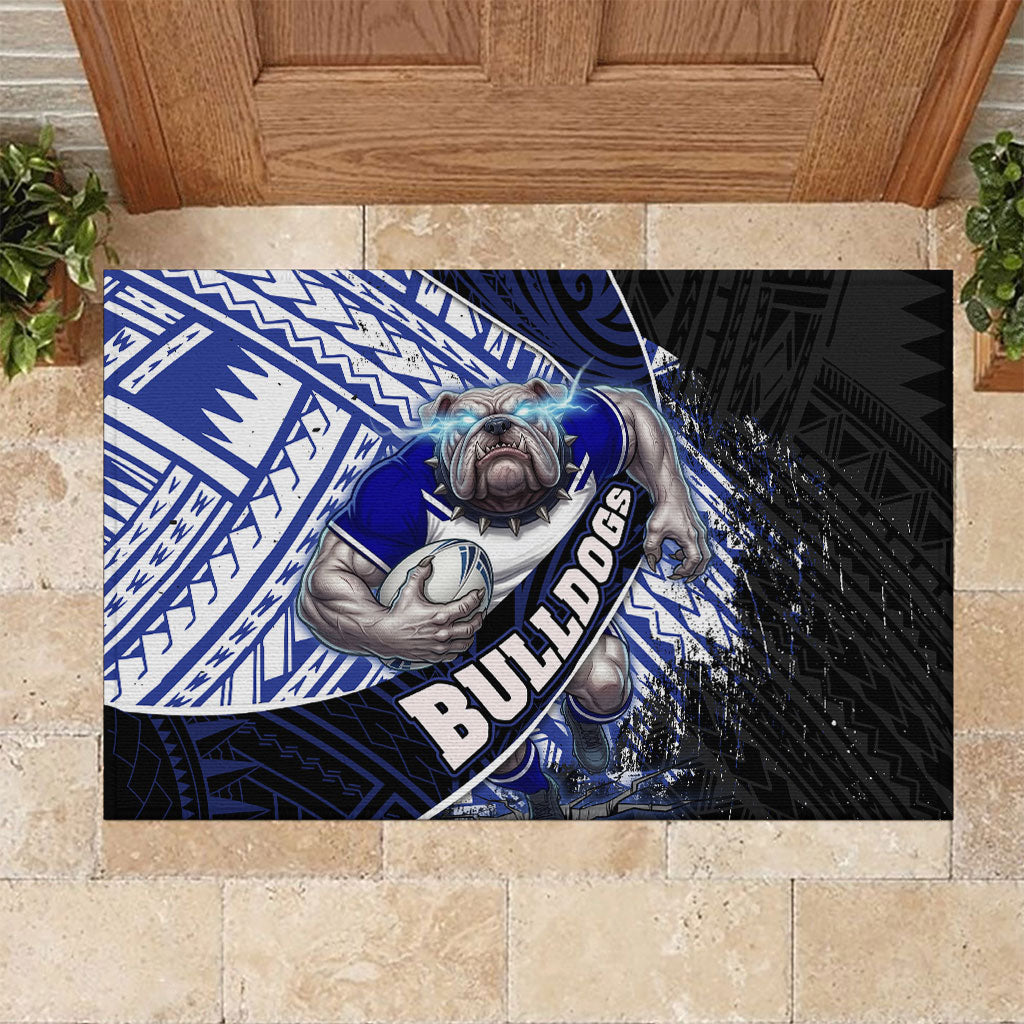 Bulldogs Rugby Rubber Doormat Tribal Polynesian Power Art - Lightning Mascot