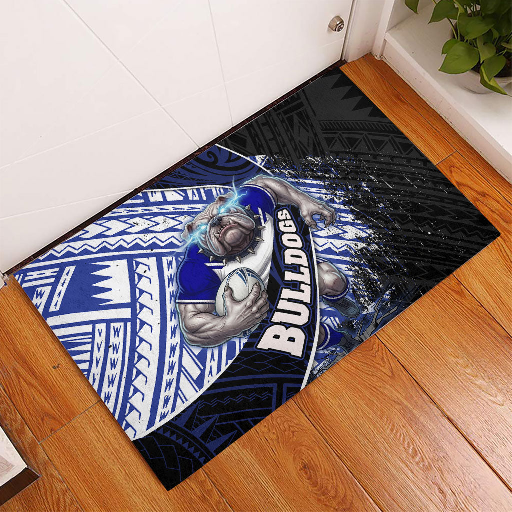 Bulldogs Rugby Rubber Doormat Tribal Polynesian Power Art - Lightning Mascot