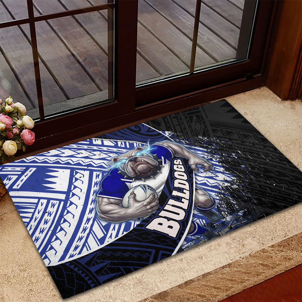 Bulldogs Rugby Rubber Doormat Tribal Polynesian Power Art - Lightning Mascot