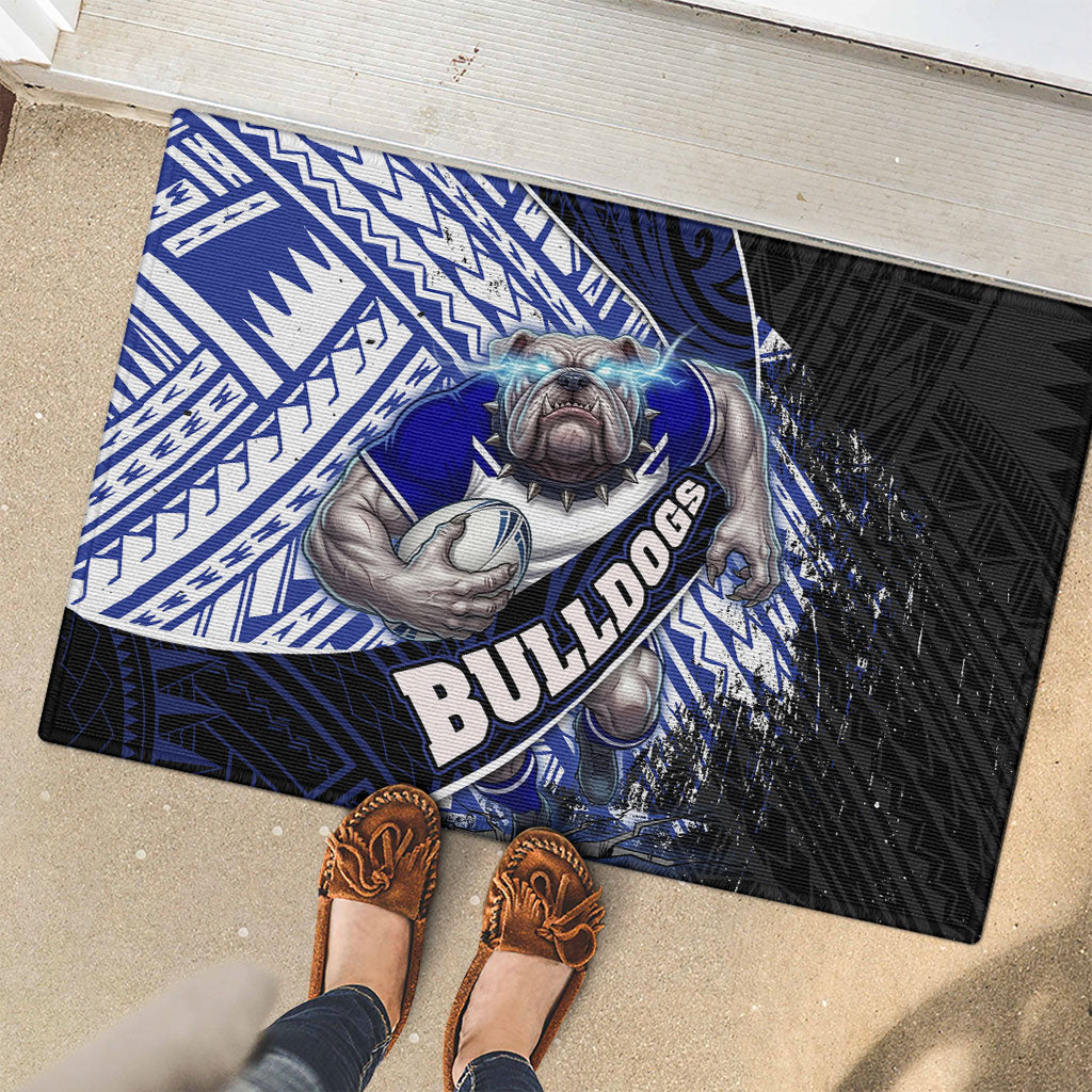 Bulldogs Rugby Rubber Doormat Tribal Polynesian Power Art - Lightning Mascot