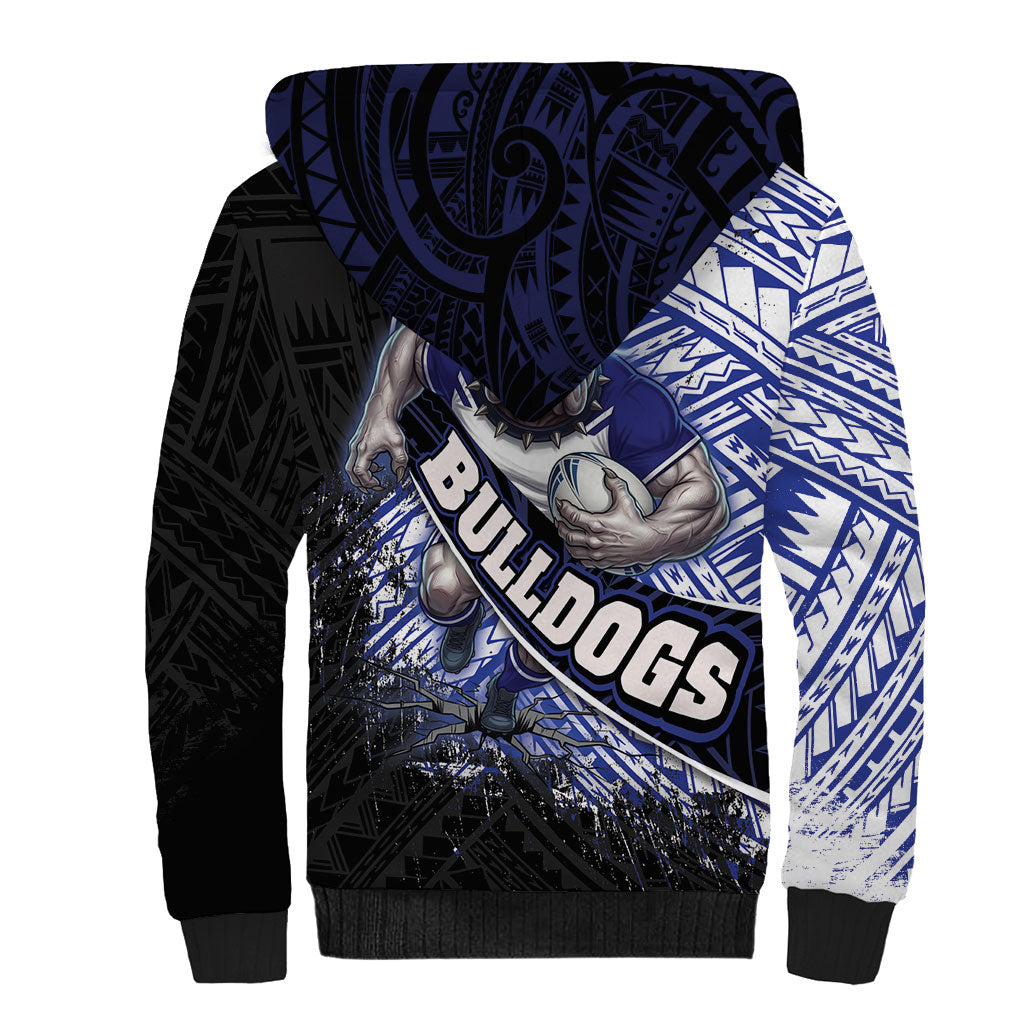 Bulldogs Rugby Sherpa Hoodie Tribal Polynesian Power Art - Lightning Mascot
