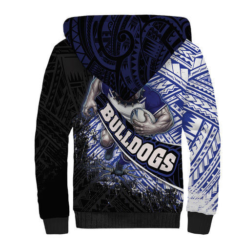 Bulldogs Rugby Sherpa Hoodie Tribal Polynesian Power Art - Lightning Mascot