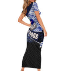Bulldogs Rugby Short Sleeve Bodycon Dress Tribal Polynesian Power Art - Lightning Mascot