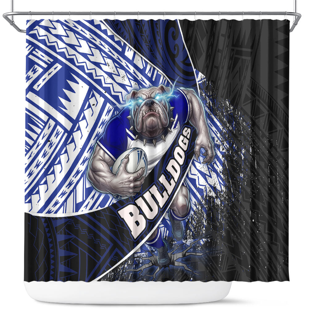 Bulldogs Rugby Shower Curtain Tribal Polynesian Power Art - Lightning Mascot