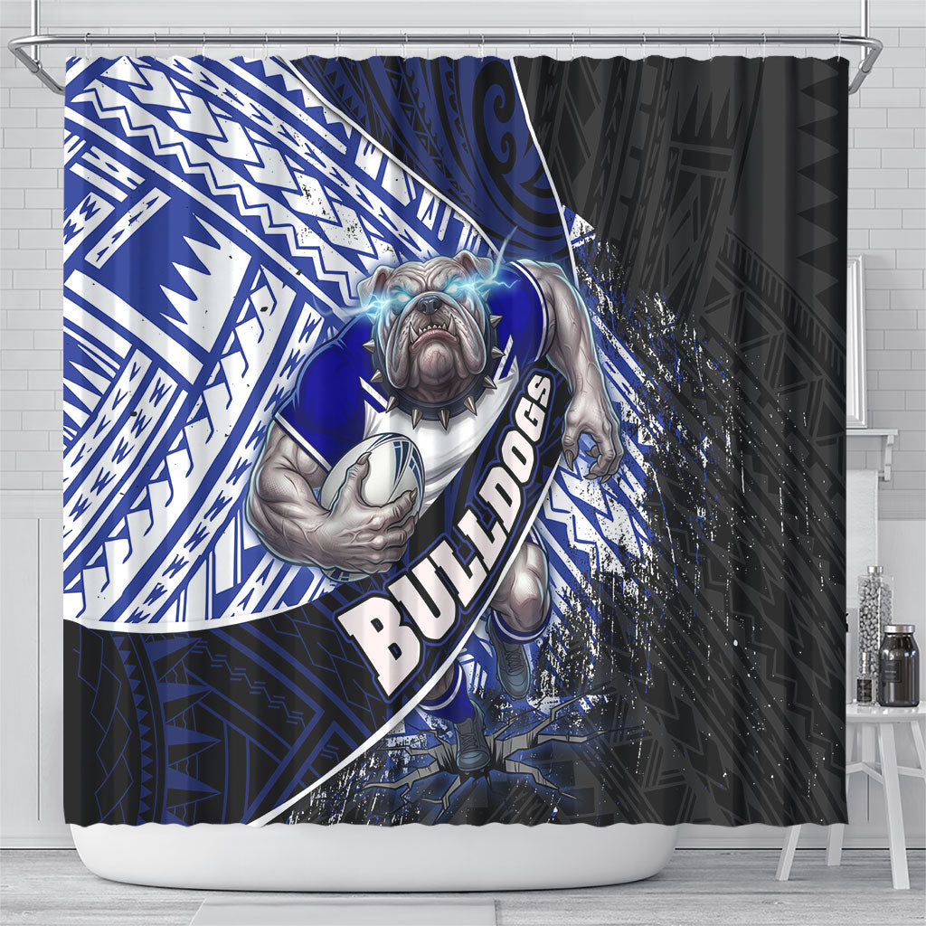Bulldogs Rugby Shower Curtain Tribal Polynesian Power Art - Lightning Mascot