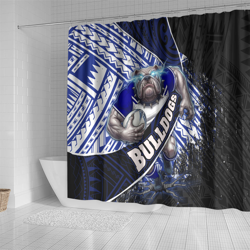 Bulldogs Rugby Shower Curtain Tribal Polynesian Power Art - Lightning Mascot