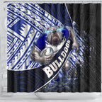 Bulldogs Rugby Shower Curtain Tribal Polynesian Power Art - Lightning Mascot