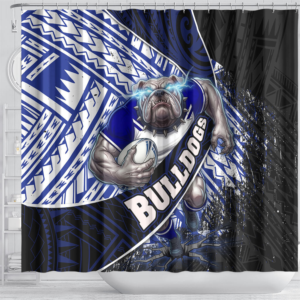 Bulldogs Rugby Shower Curtain Tribal Polynesian Power Art - Lightning Mascot