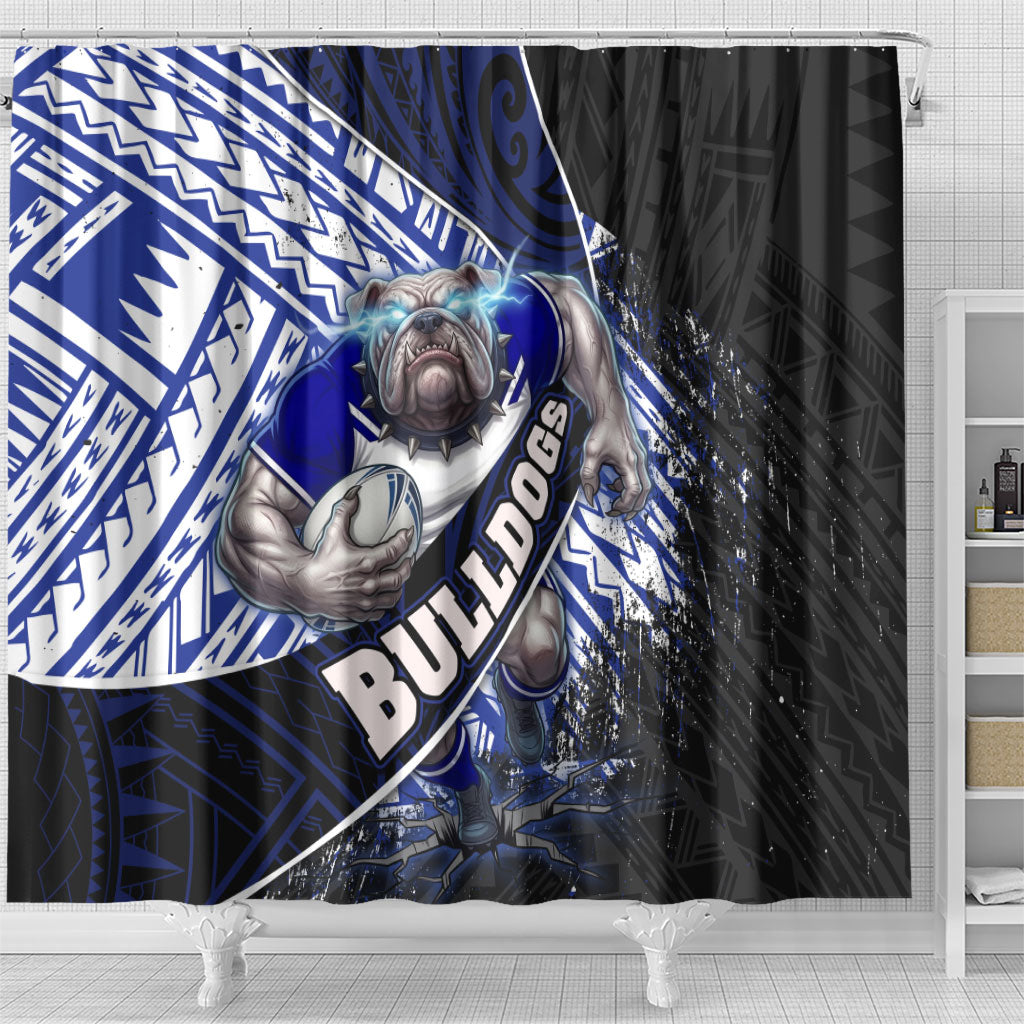 Bulldogs Rugby Shower Curtain Tribal Polynesian Power Art - Lightning Mascot