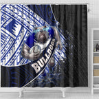 Bulldogs Rugby Shower Curtain Tribal Polynesian Power Art - Lightning Mascot