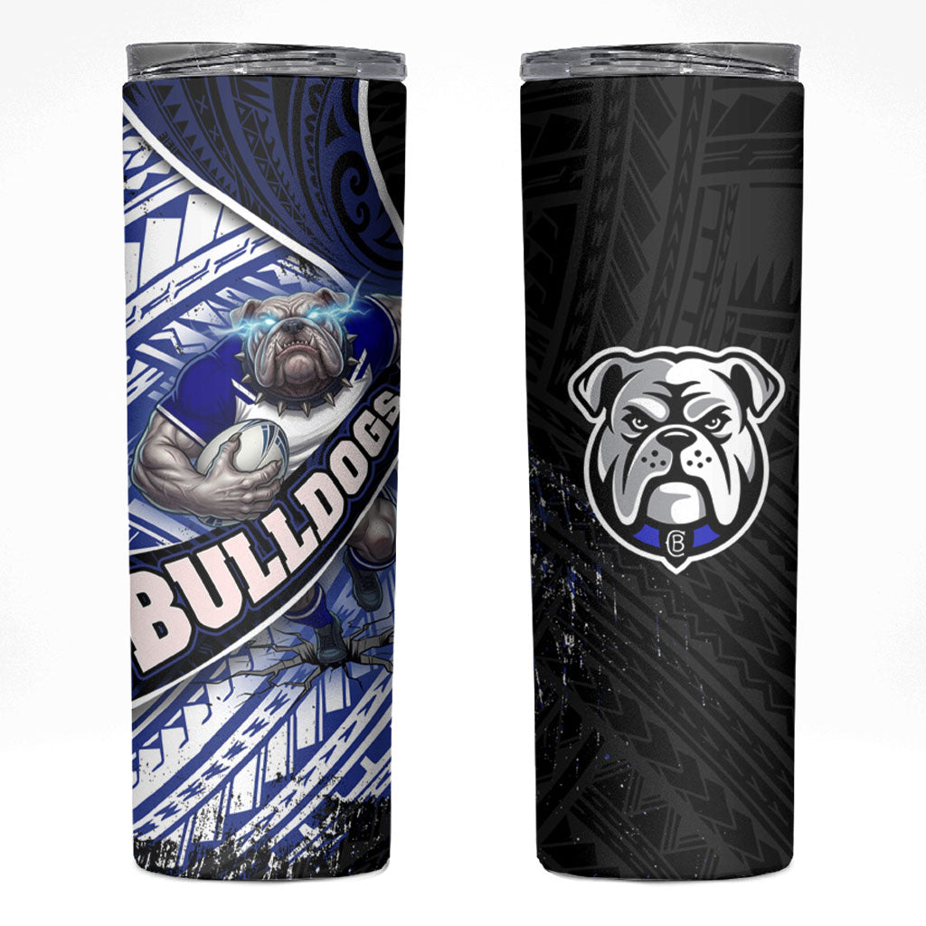 Bulldogs Rugby Skinny Tumbler Tribal Polynesian Power Art - Lightning Mascot